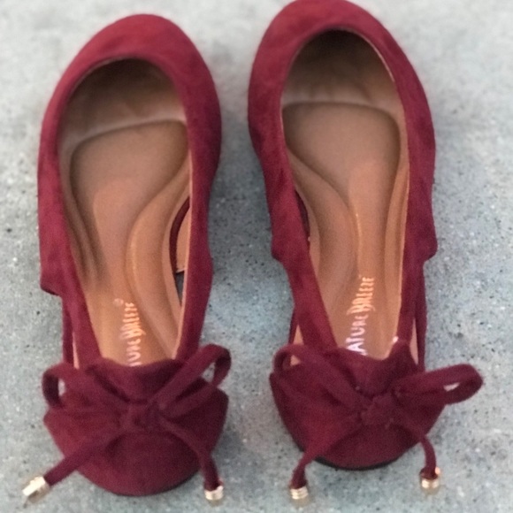 Nature Breeze Shoes - Nature Breeze Wine Suede Open Side Ballerina Flats